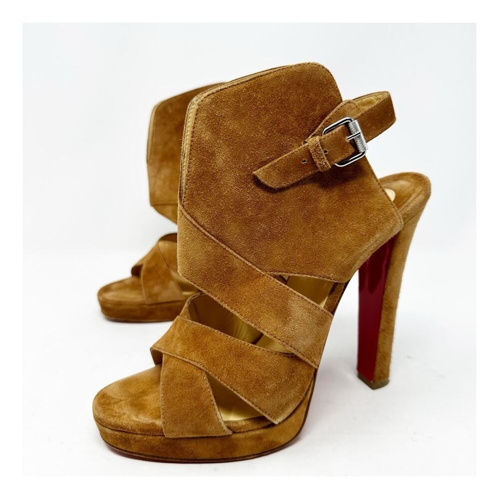 Christian Louboutin Apron Lili Suede Platform Sandal Heels Womens Size EU 39